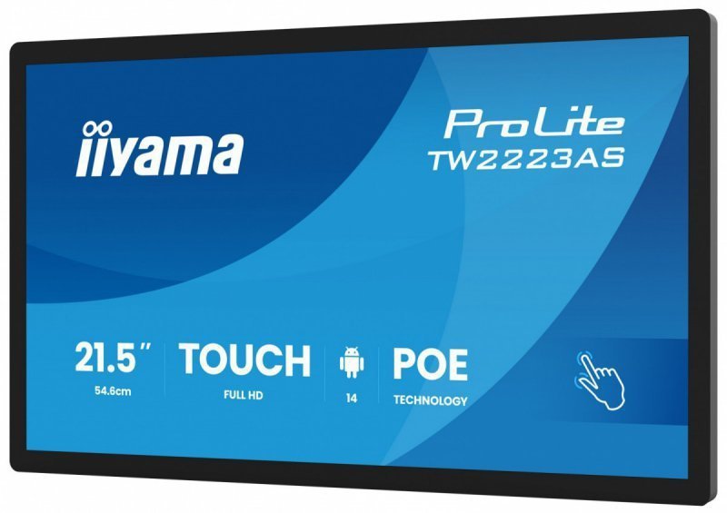 IIYAMA Monitor 21.5 cala ProLite TW2223AS-B3P POJ.10PKT.24^7,ANDROID14, 450 cd^m2,   USB-C, 2x2W, RJ45, 3xUSB, iiSignage