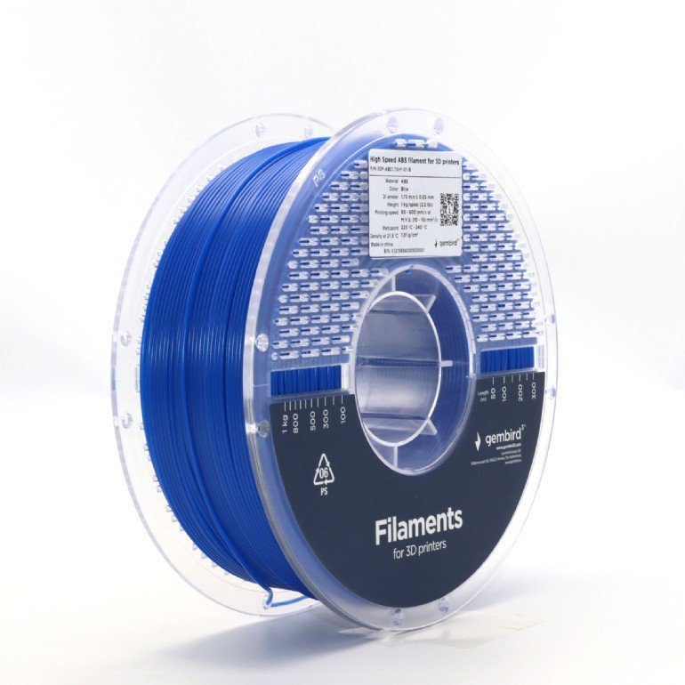 Gembird Filament ABS High Speed, 1,75 mm, 1 kg, niebieski