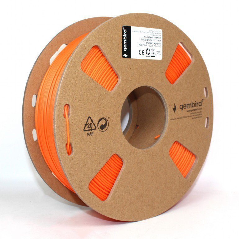 Gembird Filament PLA, 1.75 mm, 1 kg, pomarańczowy
