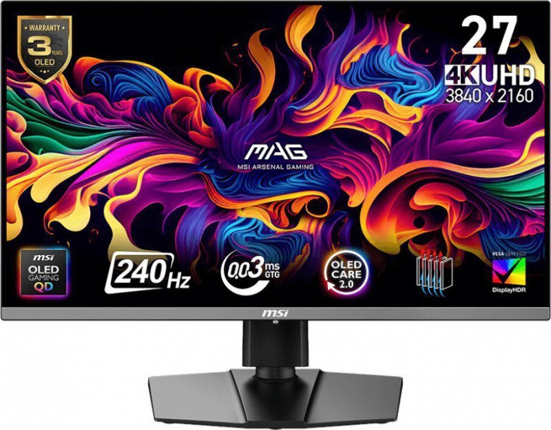 MSI Monitor MAG 272UP QD-OLED X24^26.5^LED^Flat^QD-OLED^UHD^240Hz^Czarny