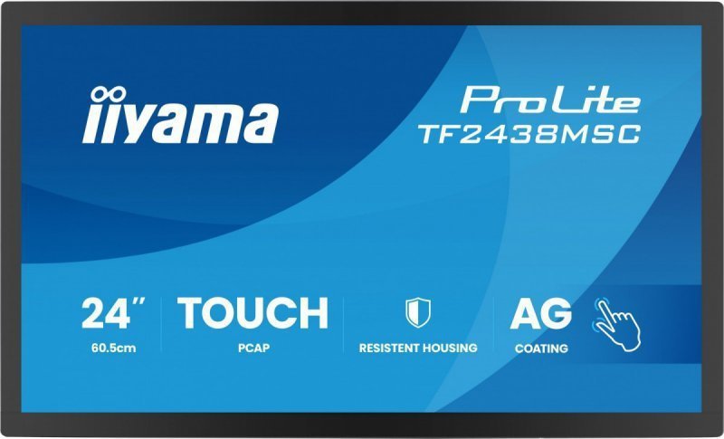IIYAMA Monitor 24 cale TF2438MSC-B2 IPS,FHD,DP,HDMI,2x2W,2xUSB,600(cd^m2),  10pkt.7H,IP1X(FRONT),PION^POZIOM, 120Hz