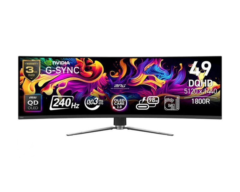 MSI Monitor MPG 491CQPX QD-OLED LED^QD-LED^Zakrzywiony^240Hz^49 cali^Czarny