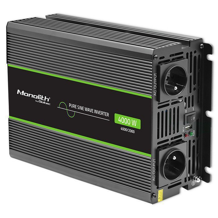 Qoltec Przetwornica napięcia Monolith | 2000W | 4000W | 24V na 230V |   Czysty Sinus