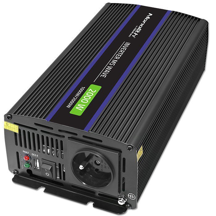 Qoltec Przetwornica napięcia Monolith 2000 MS Wave | 12V na 230V |      1000^2000W | USB