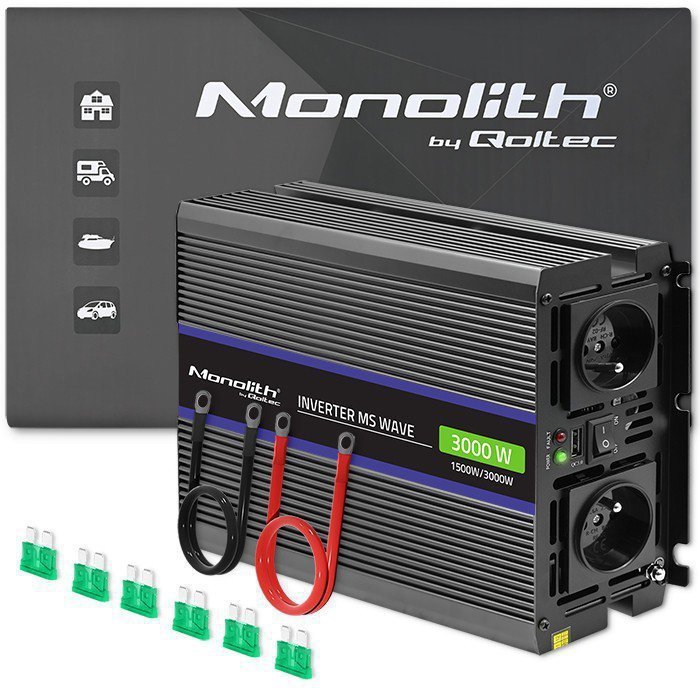 Qoltec Przetwornica napięcia Monolith 3000 MS Wave | 12V na 230V |      1500^3000W | USB