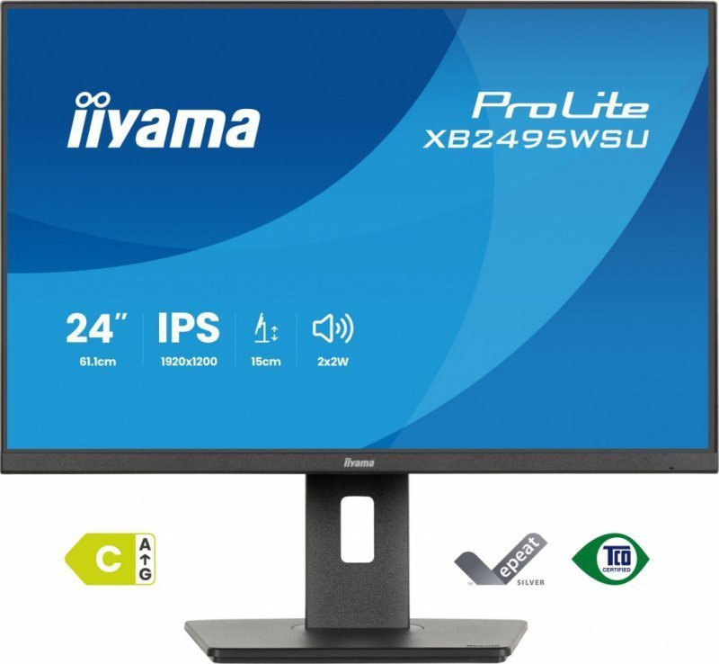 IIYAMA Monitor 24 cale XB2495WSU-B1  IPS,16:10,350cd,4ms,HDMI, 100Hz,1500:1, 4xUSB,2x2W,HAS150 (PIVOT)