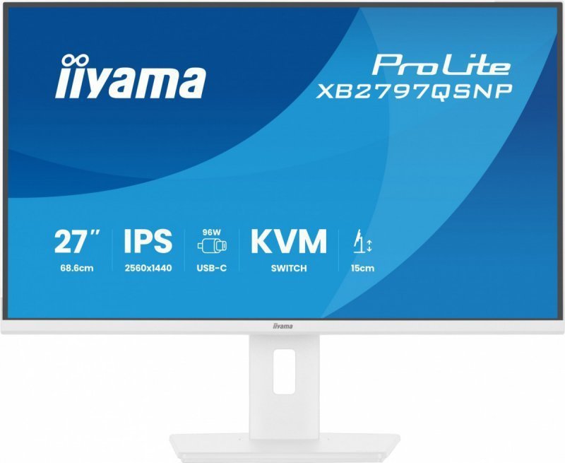 IIYAMA Monitor  27 cali XB2797QSNP-W1 IPS,QHD,USB-c Dock 96W,HDMI, 350cd,1ms, DP, DisplayPort x1 (Daisy Chain MST max. 2560 x144