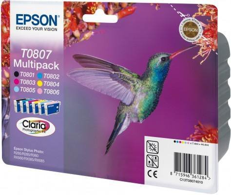 Tusz T0807 - 6 wkładów- do Epson Stylus Photo PX700W^PX800FW^R265^R285^R360^RX585^RX685