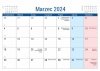 Kalendarz biurkowy PLANO dla uczniów i nauczycieli kartka z kalendarium - marzec 2024