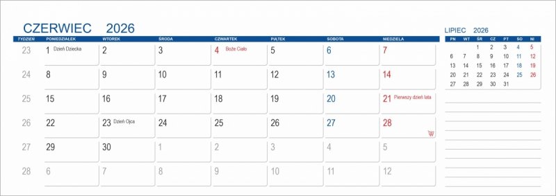 biurkowy kalendarz szkolny na rok 2026/27 dla nauczycieli