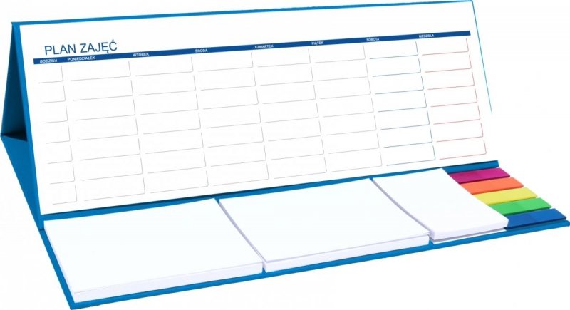 Kalendarz biurkowy z notesami i znacznikami MAXI na rok szkolny 2021/2022 niebieski