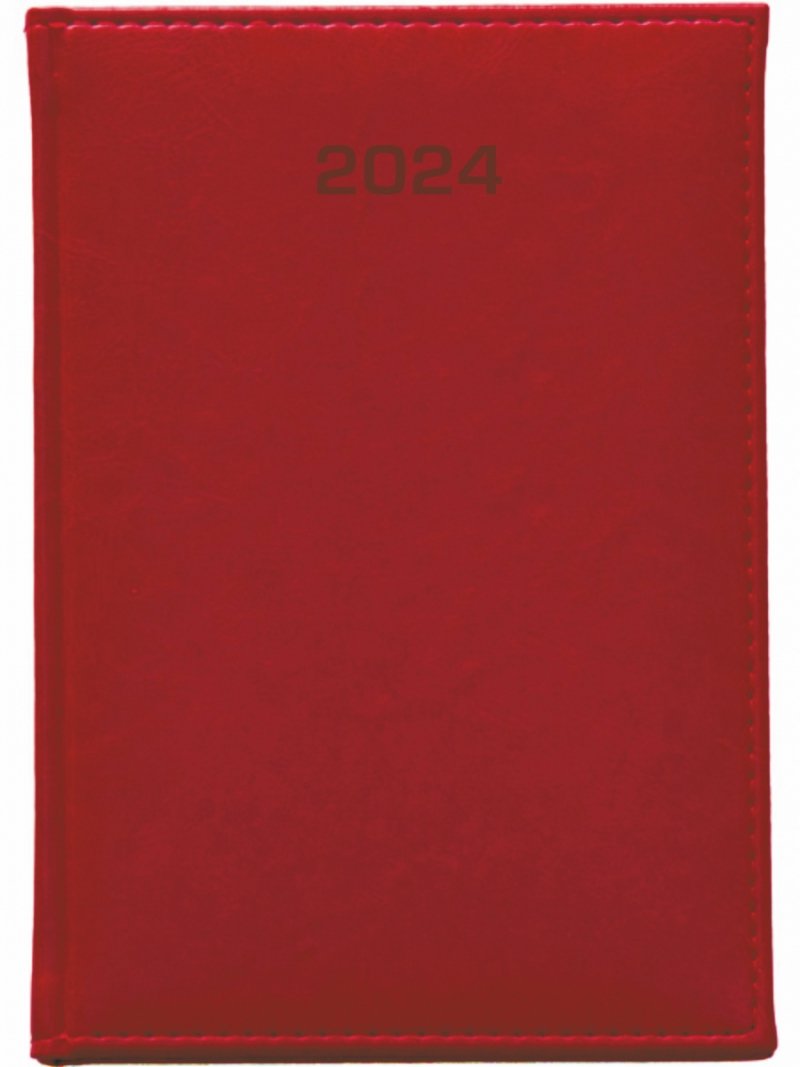 Kalendarz książkowy 2024 A4 dzienny papier chamois drukowane registry oprawa NEBRASKA LUX  czerwona