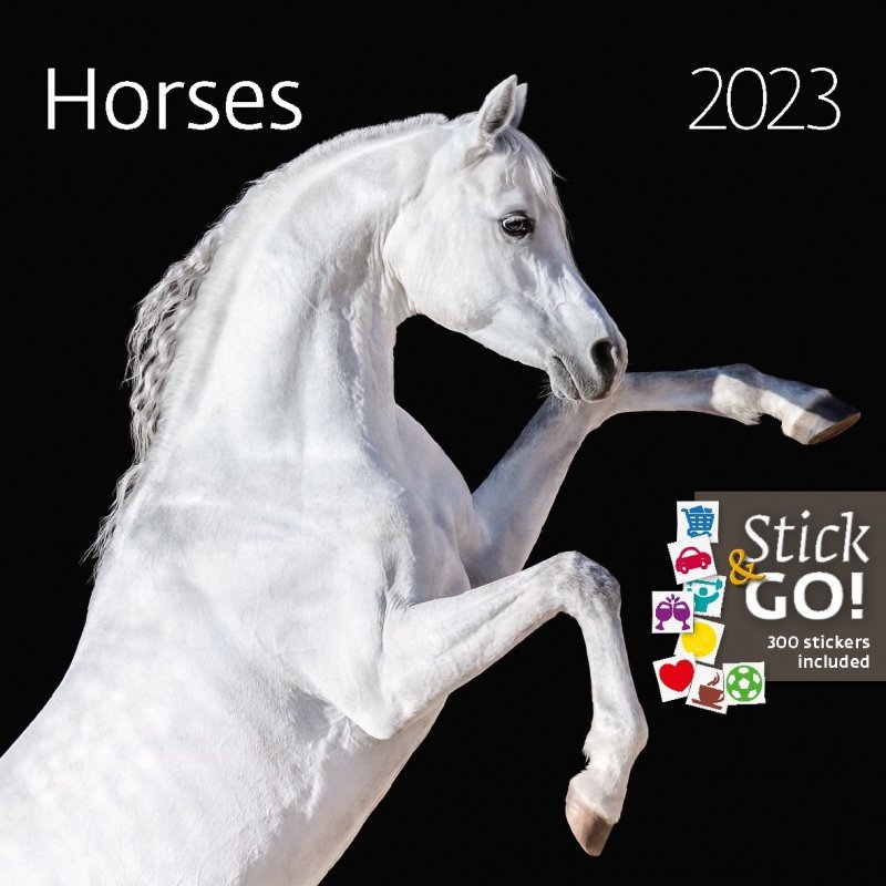 Kalendarz ścienny wieloplanszowy Horses 2023 z naklejkami