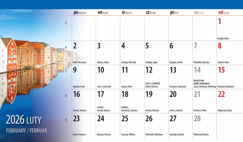 biurowy kalendarz miesięczny