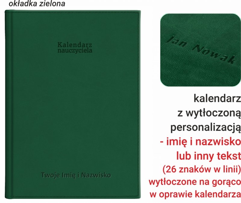 kalendarz dla pedagoga na rok szkolny 2026/2027 z tłoczoną personalizacją