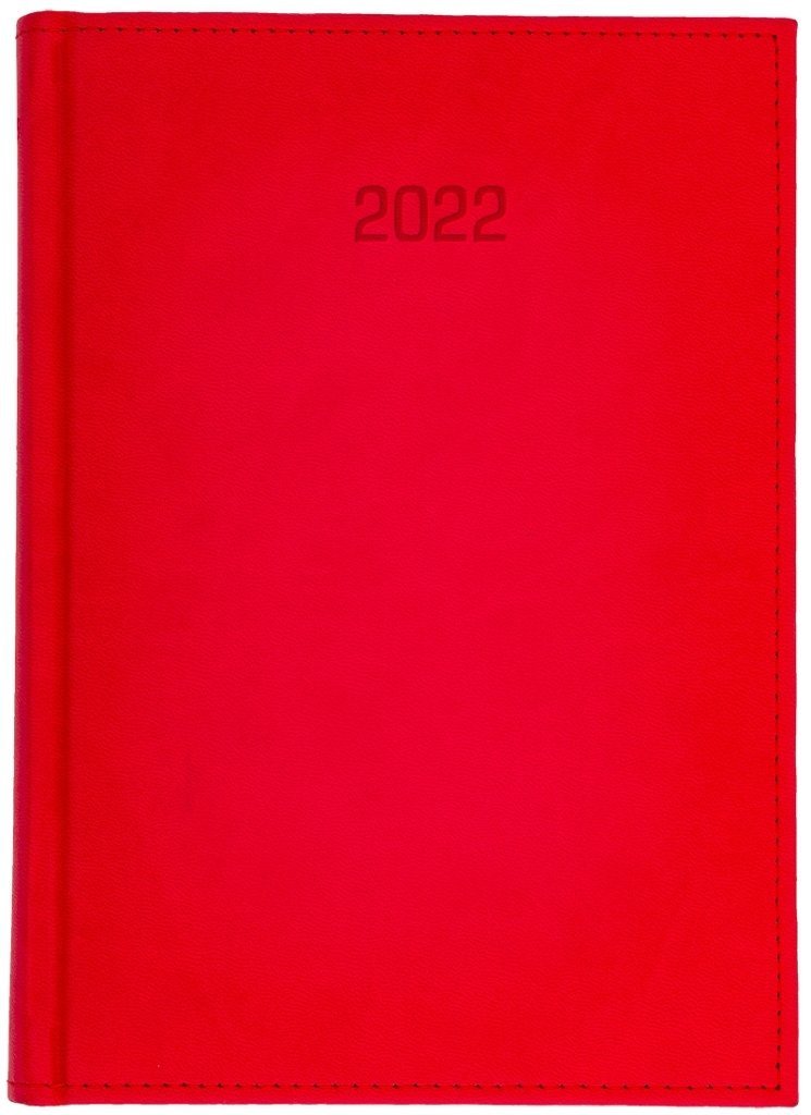 Kalendarz książkowy 2022 B5 TYGODNIOWO-NOTESOWY papier biały drukowane registry oprawa VIVELLA EXCLUSIVE czerwona