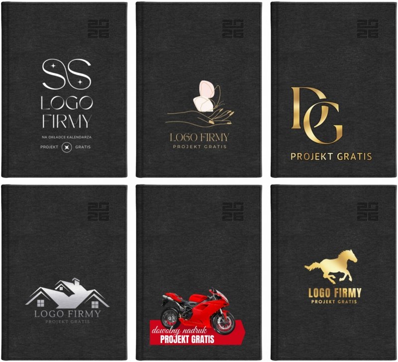 różne wzory okładek kalendarza z logo