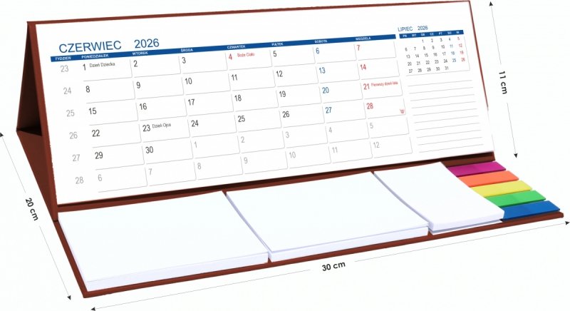 wymiary kalendarza biurkowego szkolnego dla ucznia na rok 2026/27