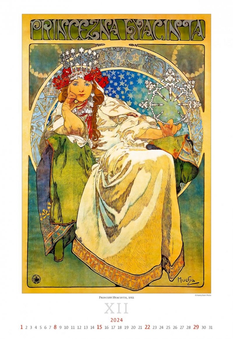 Kalendarz ścienny wieloplanszowy Alfons Mucha 2024 - exclusive edition - grudzień 2024