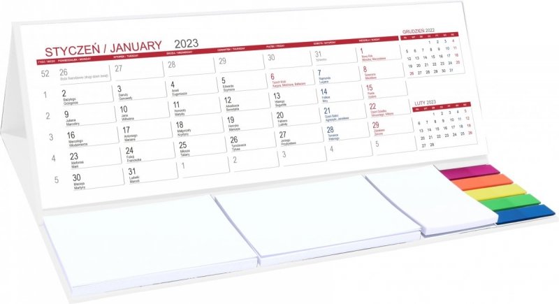 Kalendarz biurkowy z notesami i znacznikami MAXI na rok 2023