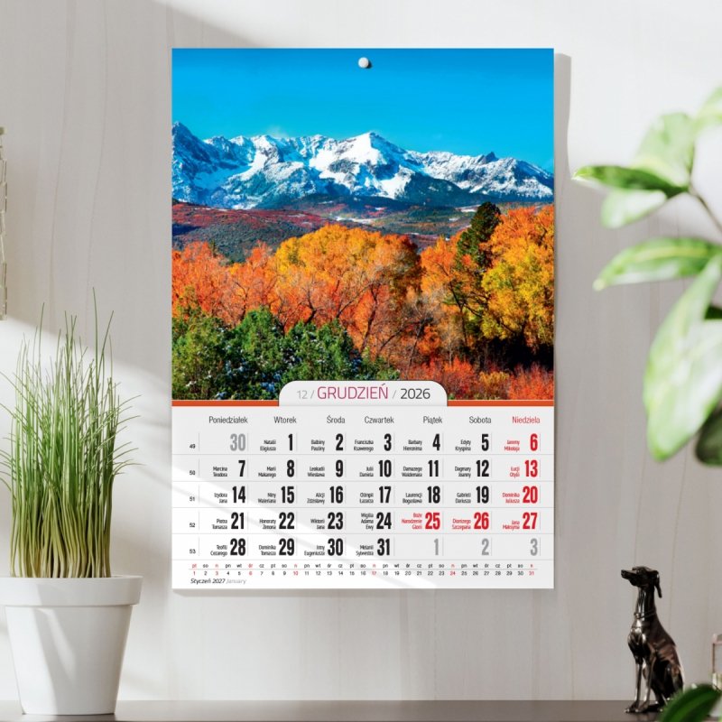 Kalendarz ścienny wieloplanszowy A4 PEJZAŻE 2026