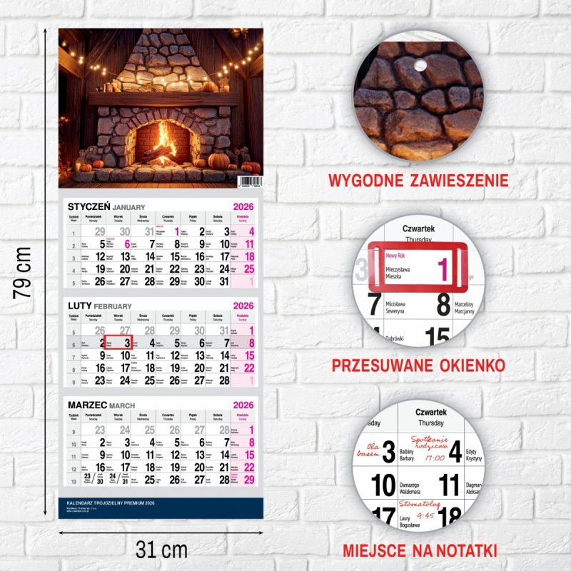 Kalendarz TRÓJDZIELNY PREMIUM 2026 KOMINEK