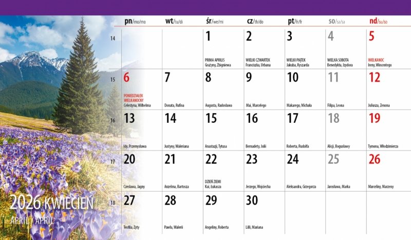 kalendarz do postawienia na biurko na rok 2026