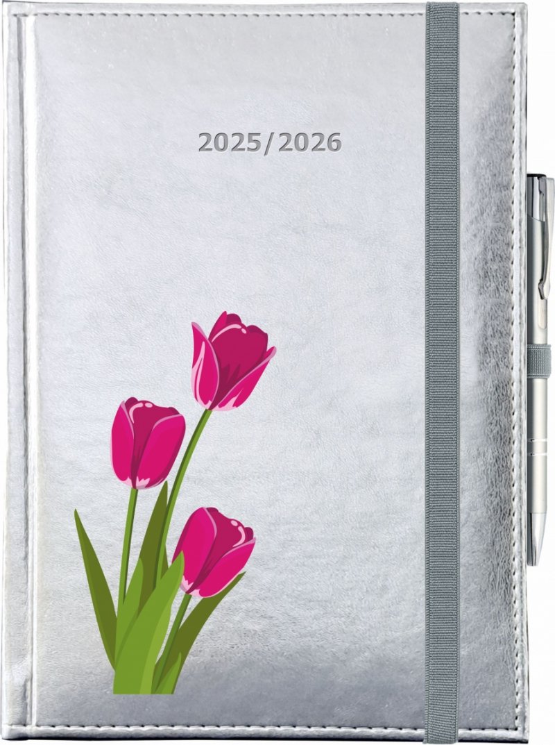 kalendarz dla nauczyciela zamykany na gumkę z długopisem na rok szkolny 2025/2026 z nadrukiem