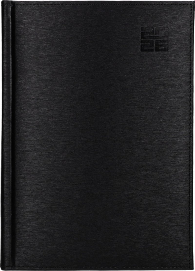 Kalendarz książkowy 2026 B5 TYGODNIOWY Z NOTESEM papier biały drukowane registry oprawa ALUMINIUM czarna