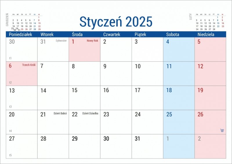 Kalendarz biurkowy z miejscem na notatki