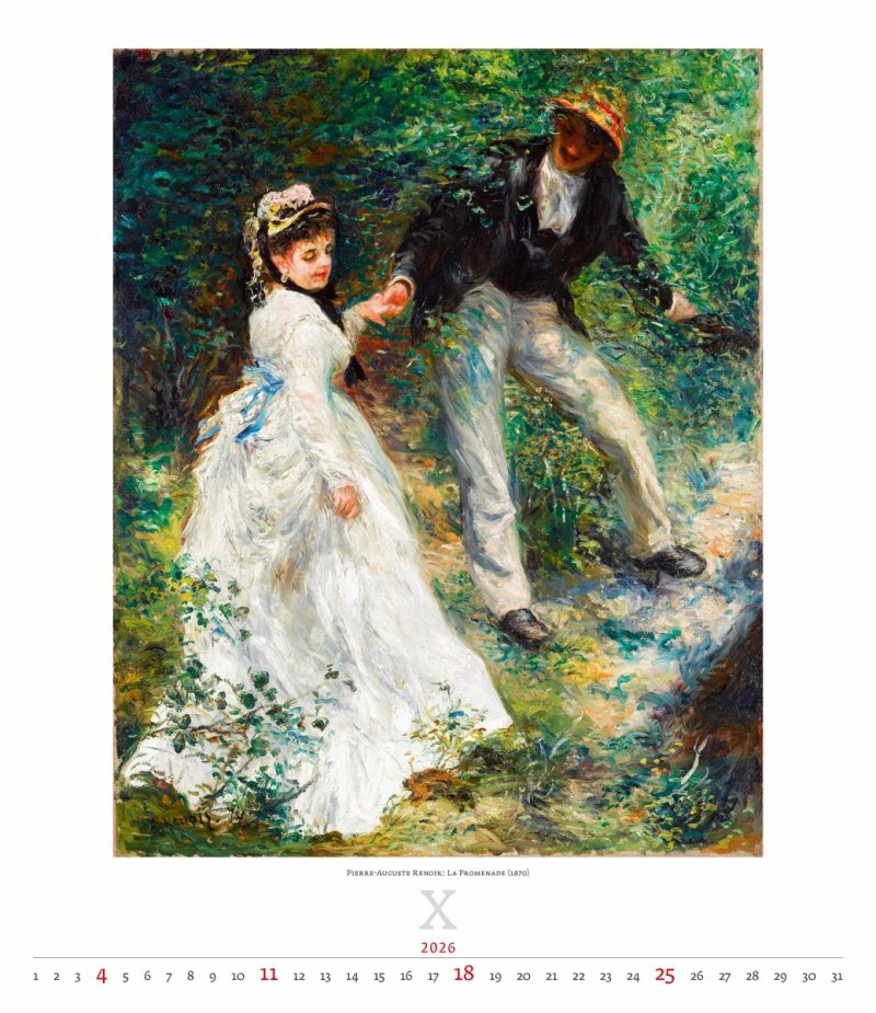 kalendarz na rok 2026, duży na ścianę - Pierre-Auguste Renoir - La Promenade (1870)