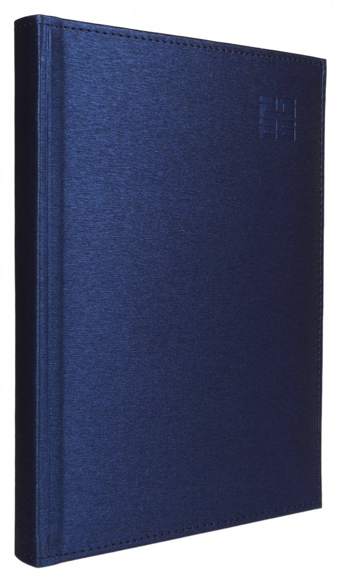 Kalendarz książkowy 2026 B5 TYGODNIOWY Z NOTESEM papier biały drukowane registry oprawa ALUMINIUM granatowa