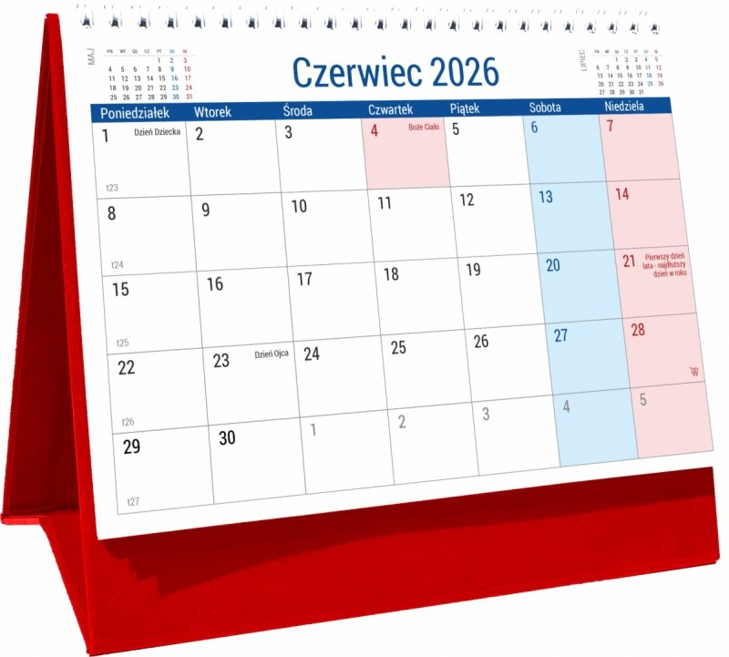 kalendarz biurkowy na rok szkolny 2026/2027 PLANO z miejscem na notatki