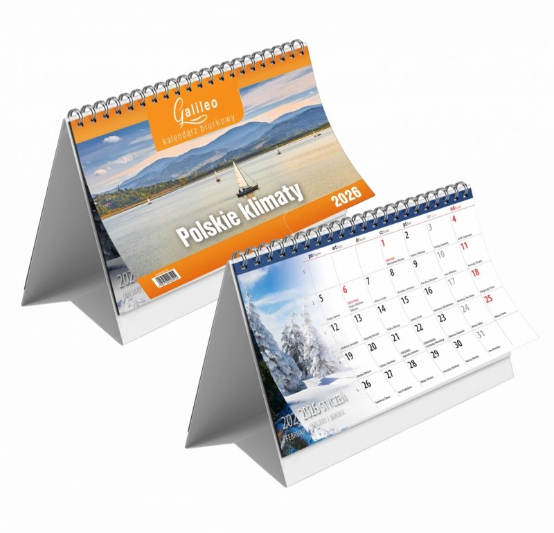 kalendarz na biurko na podstawce kartonowej