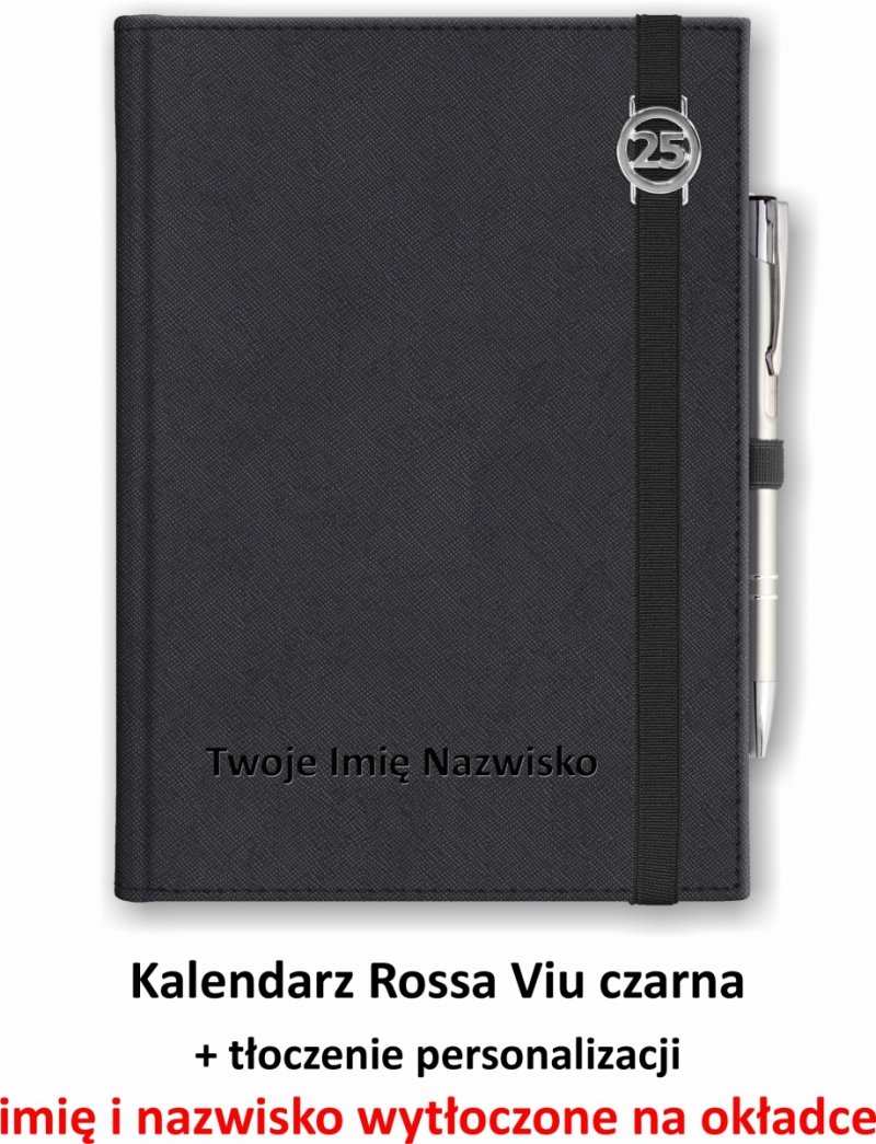 kalendarz z wytłoczoną personalizacją na okładce