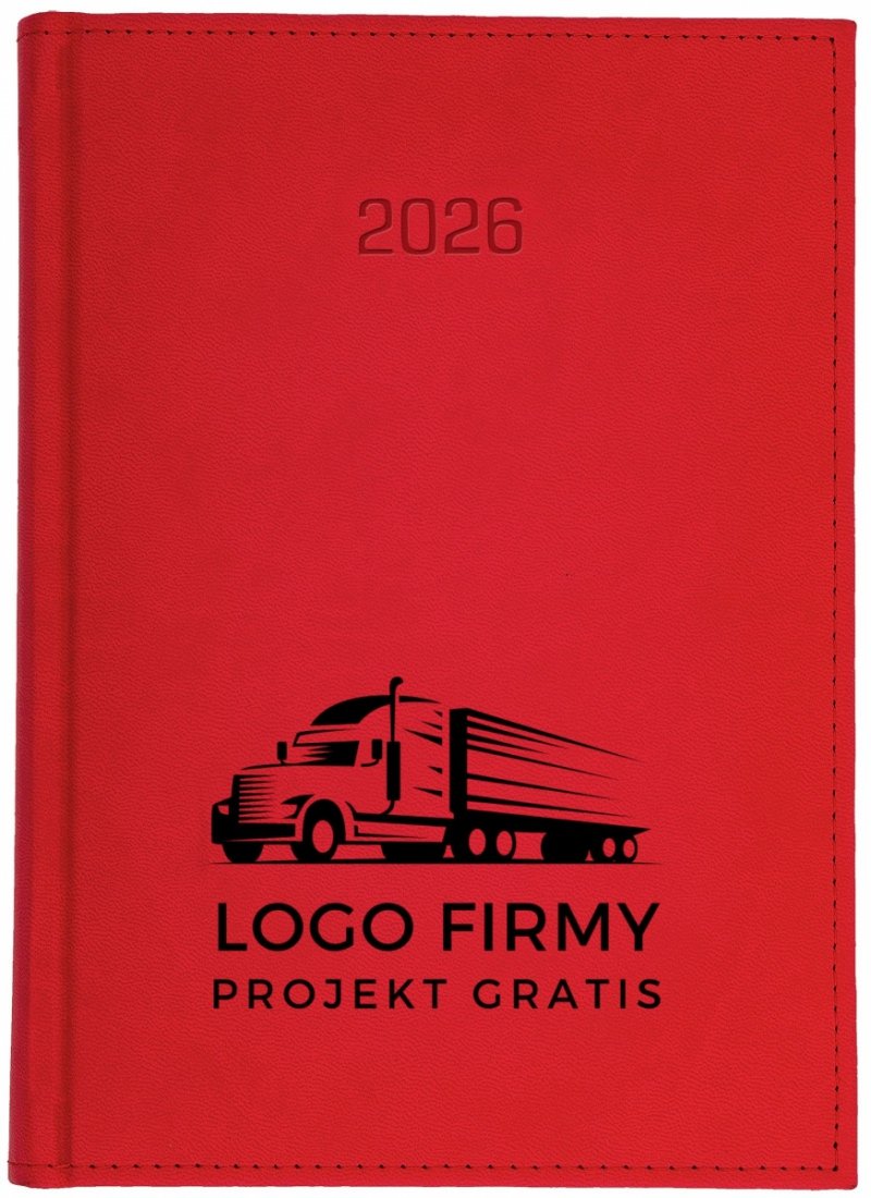 kalendarz książkowy A5 tygodniowy na rok 2026 z nadrukiem logo