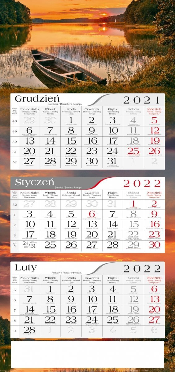 Kalendarz trójdzielny 2022 POSTER MAZURY (kalendarium 11)