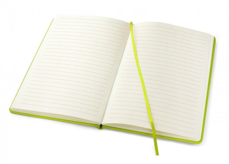 Notes A5 papier chamois w linie oprawa VIVA seledynowa  z zamykaniem na gumkę
