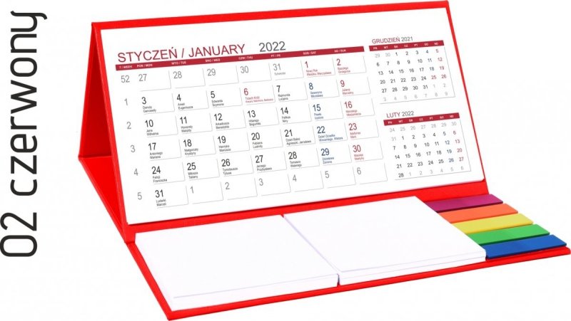 Kalendarz biurkowy z notesami i znacznikami MIDI 3-miesięczny 2022 żółty