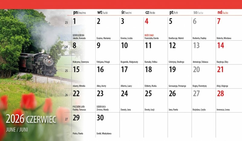 biurowy kalendarz 2026 cały miesiąc na stronie