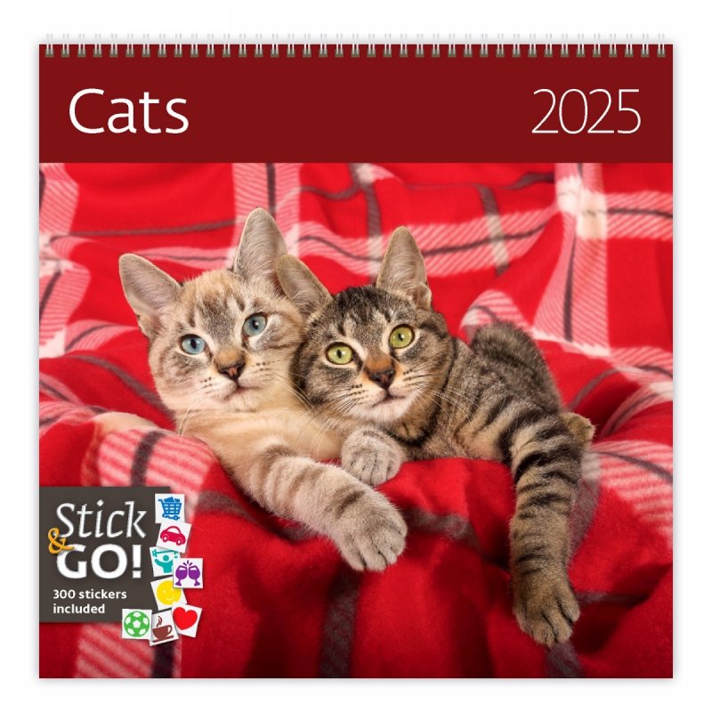 Kalendarz ścienny wieloplanszowy Cats 2025 z naklejkami - okładka