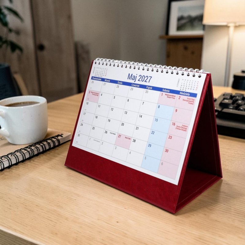kalendarz biurkowy na rok 2027 z miejscem na notatki