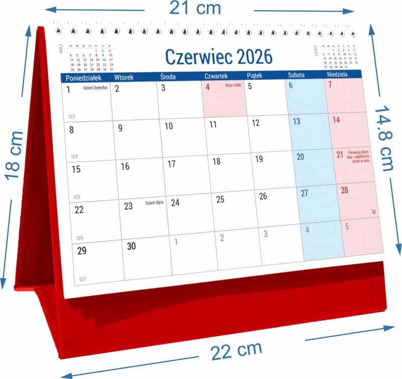 wymiary kalendarza szkolnego PLANO na rok szkolny 2026/27