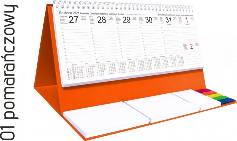 Kalendarz biurkowy z notesami i znacznikami EXCLUSIVE PLUS 2022 żółty
