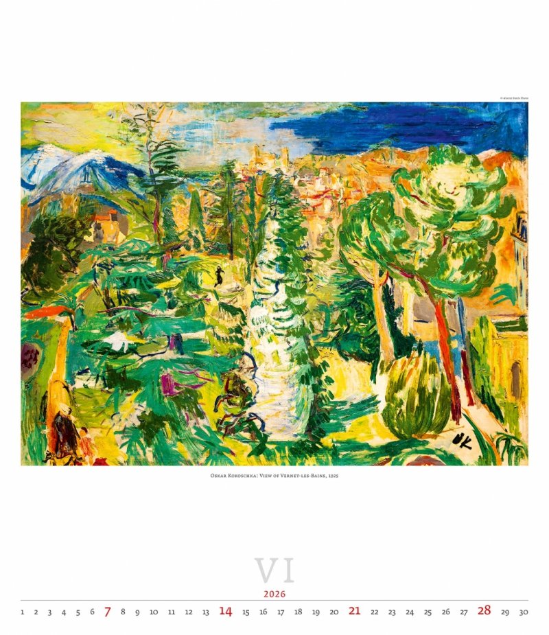 ścienny wieloplanszowy kalendarz 2026 z reprodukcjami znanych malarzy