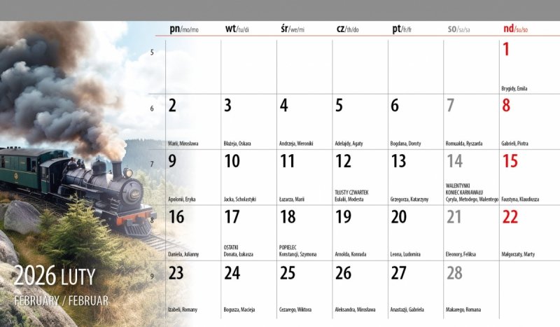 biurowy kalendarz miesięczny