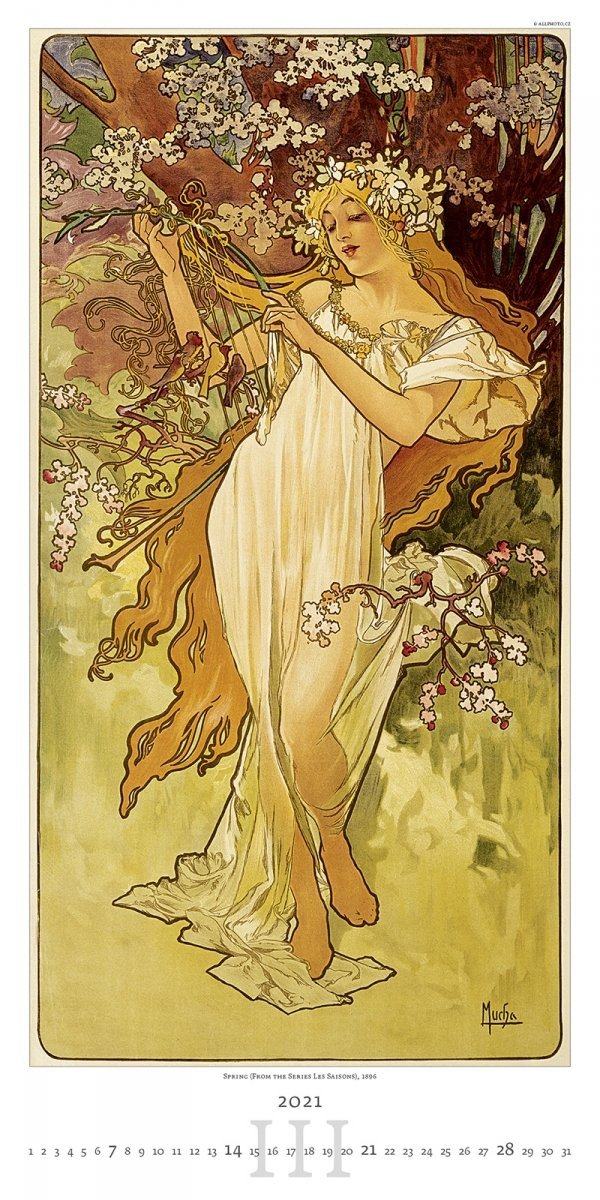 Kalendarz Scienny Wieloplanszowy Alfons Mucha 2021 Exclusive Edition mucha kalendarz