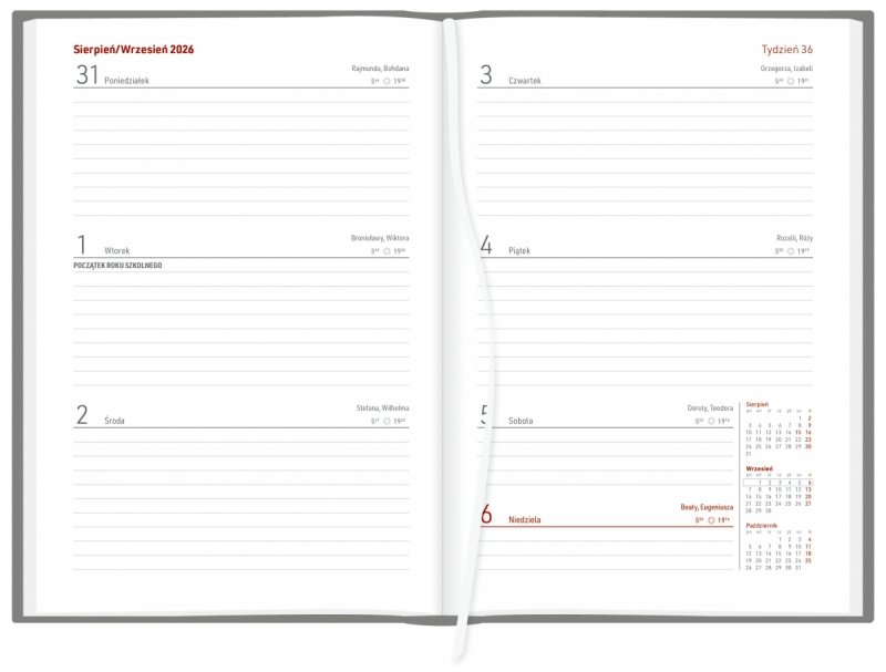 kalendarz dla pedagoga na rok szkolny 2026/2027 w formacie A5