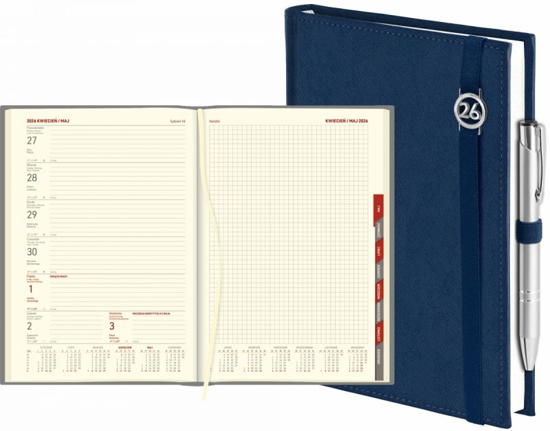 kalendarz książkowy 2026 w oprawie zamykanej na gumkę