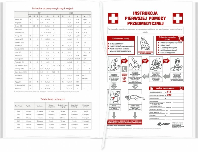 instrukcja pierwszej pomocy przedmedycznej w kalendarzu dla pedagoga 